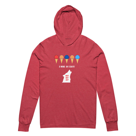 5 Wins 5 Days long-sleeve hoodie tee (Red)