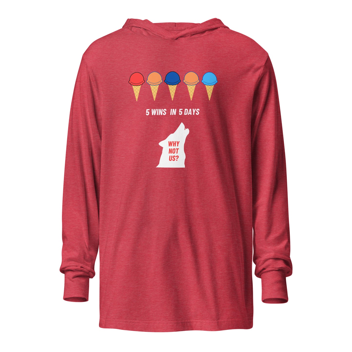 5 Wins 5 Days long-sleeve hoodie tee (Red)