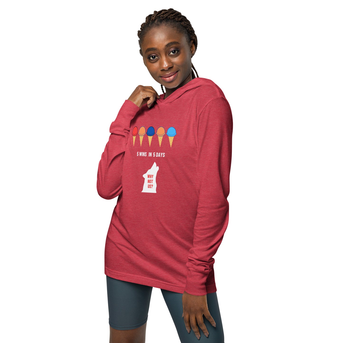 5 Wins 5 Days long-sleeve hoodie tee (Red)