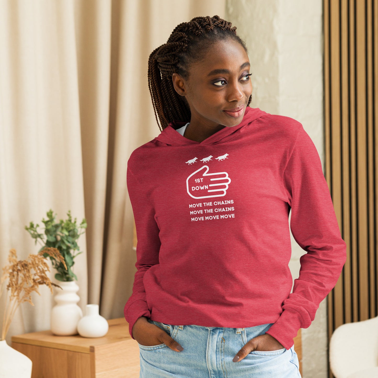 1ST Down! long-sleeve hoodie tee