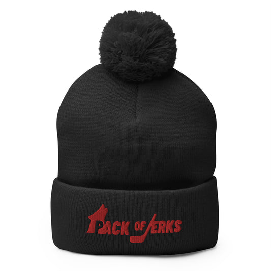 Pack of Jerks Black Pom-Pom Beanie