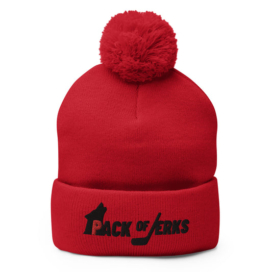 Pack of Jerks Red Pom-Pom Beanie